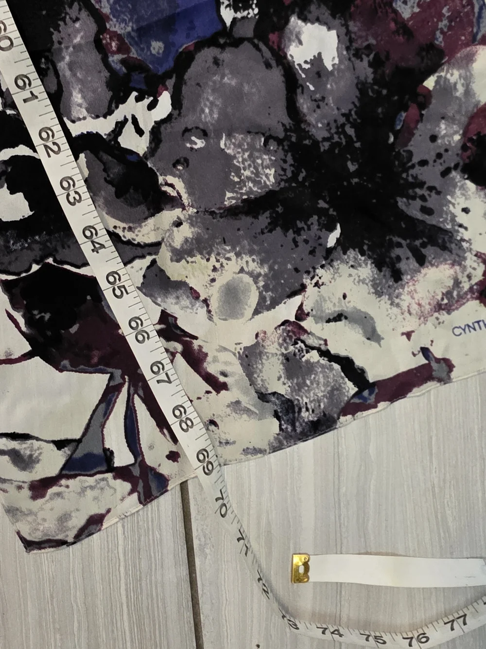 Cynthia Rowley Floral Long Wrap Scarf in Purple, Black, Gray, Cream